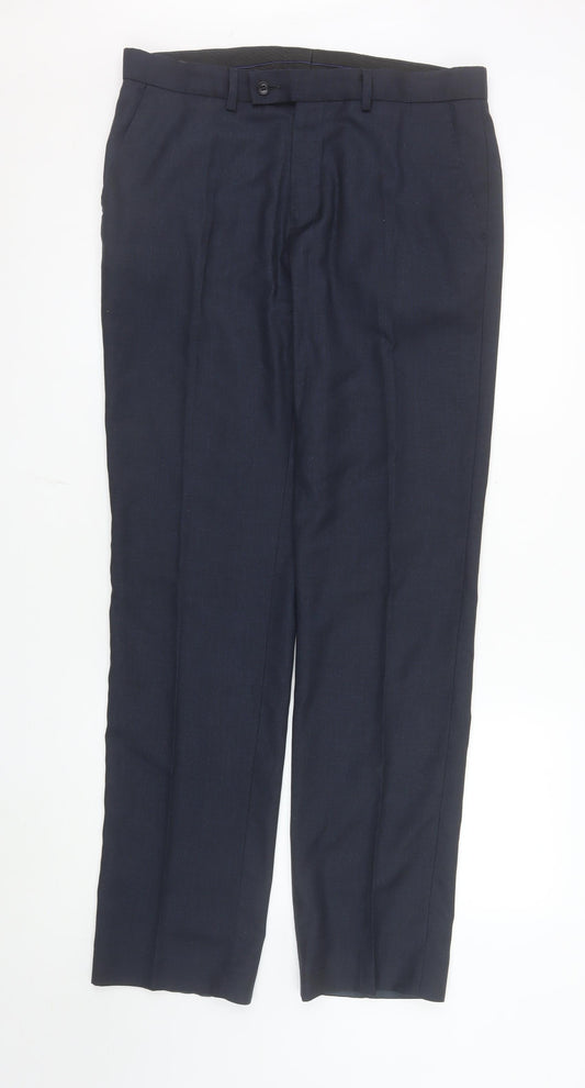 George Men’s Blue Dress Trousers 34W 33L Regular Fit Formal Pants