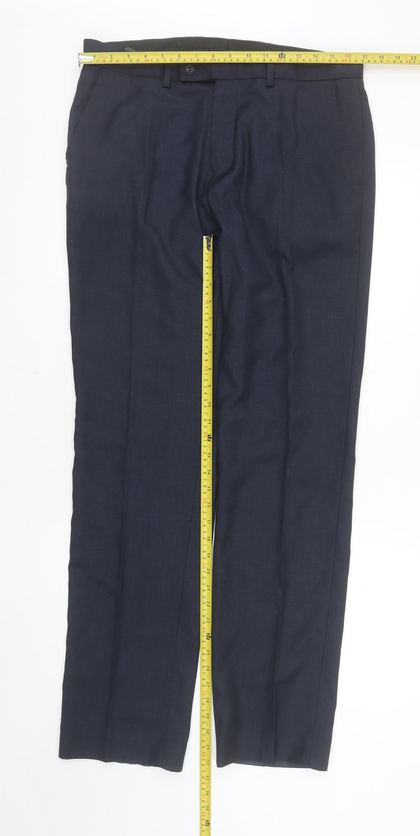 George Men’s Blue Dress Trousers 34W 33L Regular Fit Formal Pants