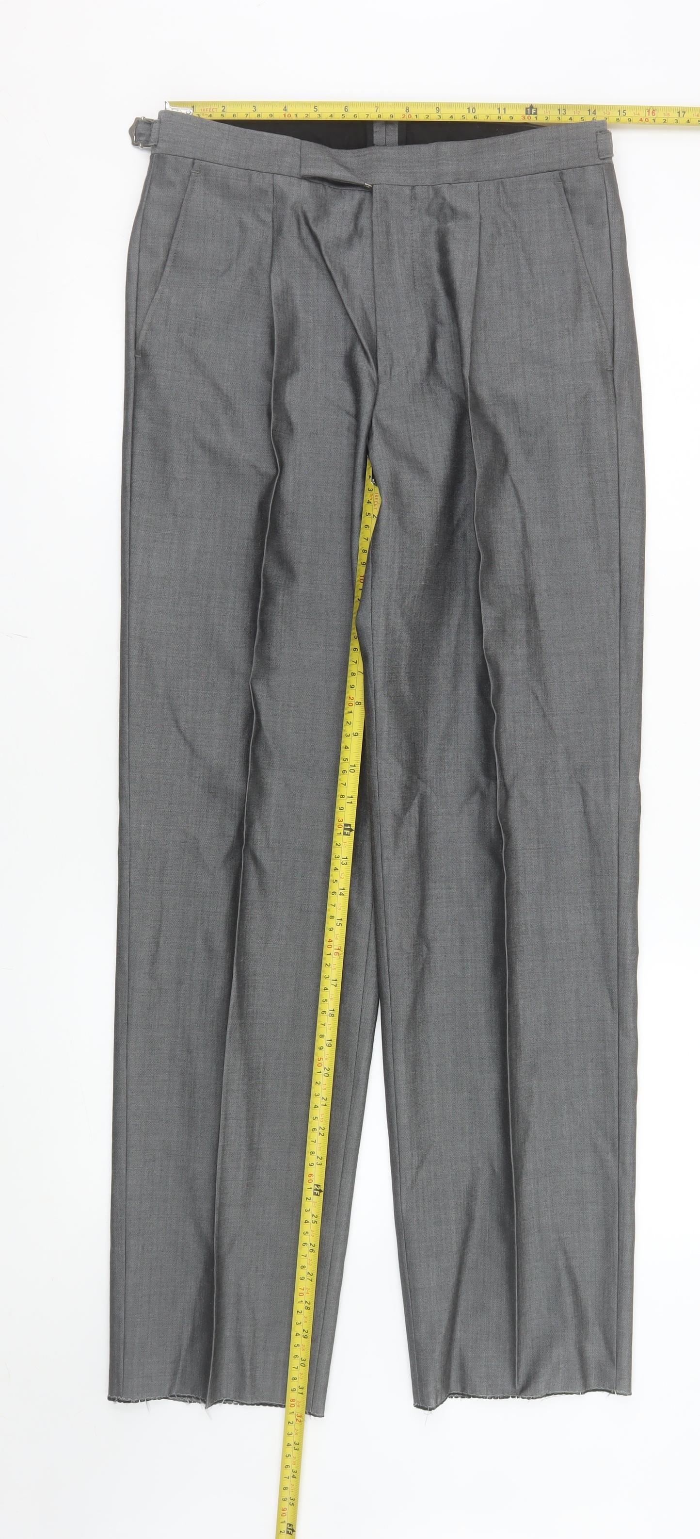 Torre Men's Grey Wool Blend Pleated Dress Pants XL 40x30