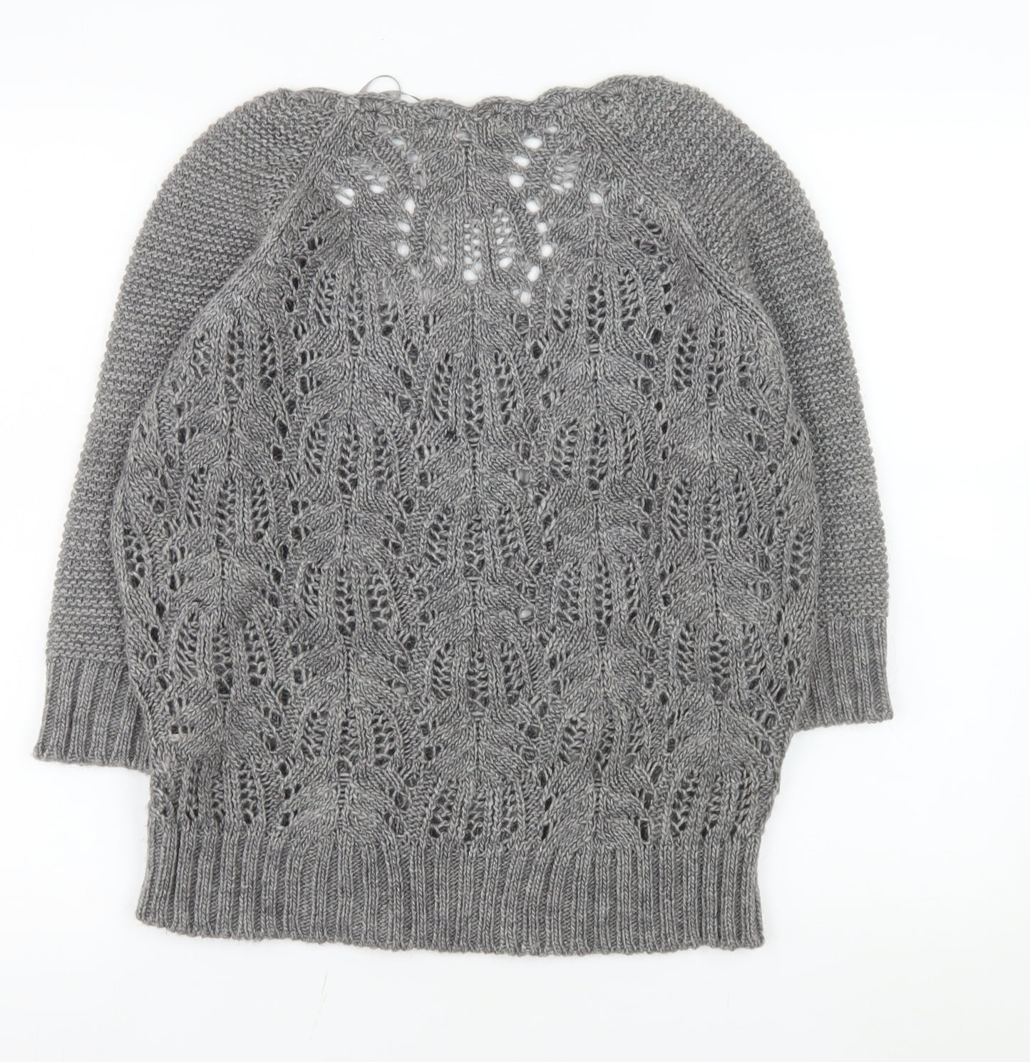 Marks and Spencer Per Una Women Grey Knit Short Sleeve Scoop Neck Jumper M