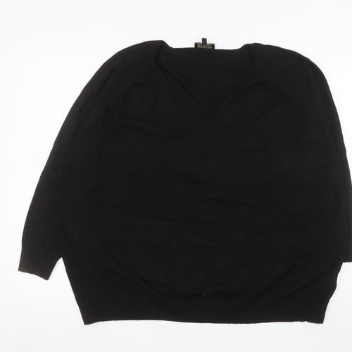 Phase Eight Womens Black V-Neck Pullover Sweater UK 2XL