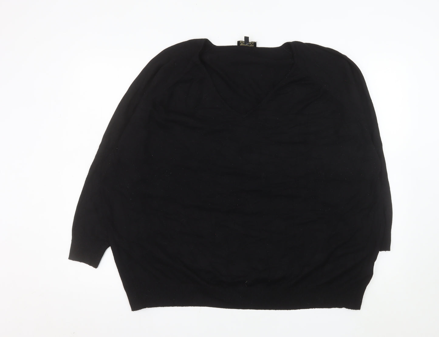 Phase Eight Womens Black V-Neck Pullover Sweater UK 2XL