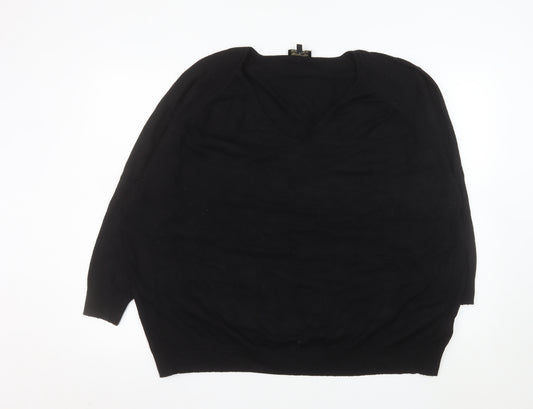 Phase Eight Womens Black V-Neck Pullover Sweater UK 2XL
