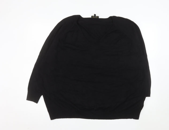 Phase Eight Womens Black V-Neck Pullover Sweater UK 2XL
