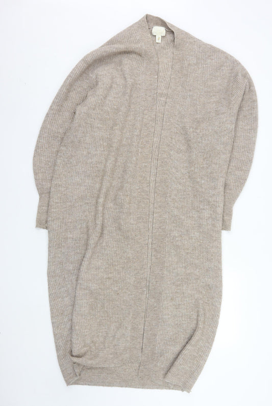 H&M Women Beige Wool Blend Longline Chunky Knit Cardigan Size 12