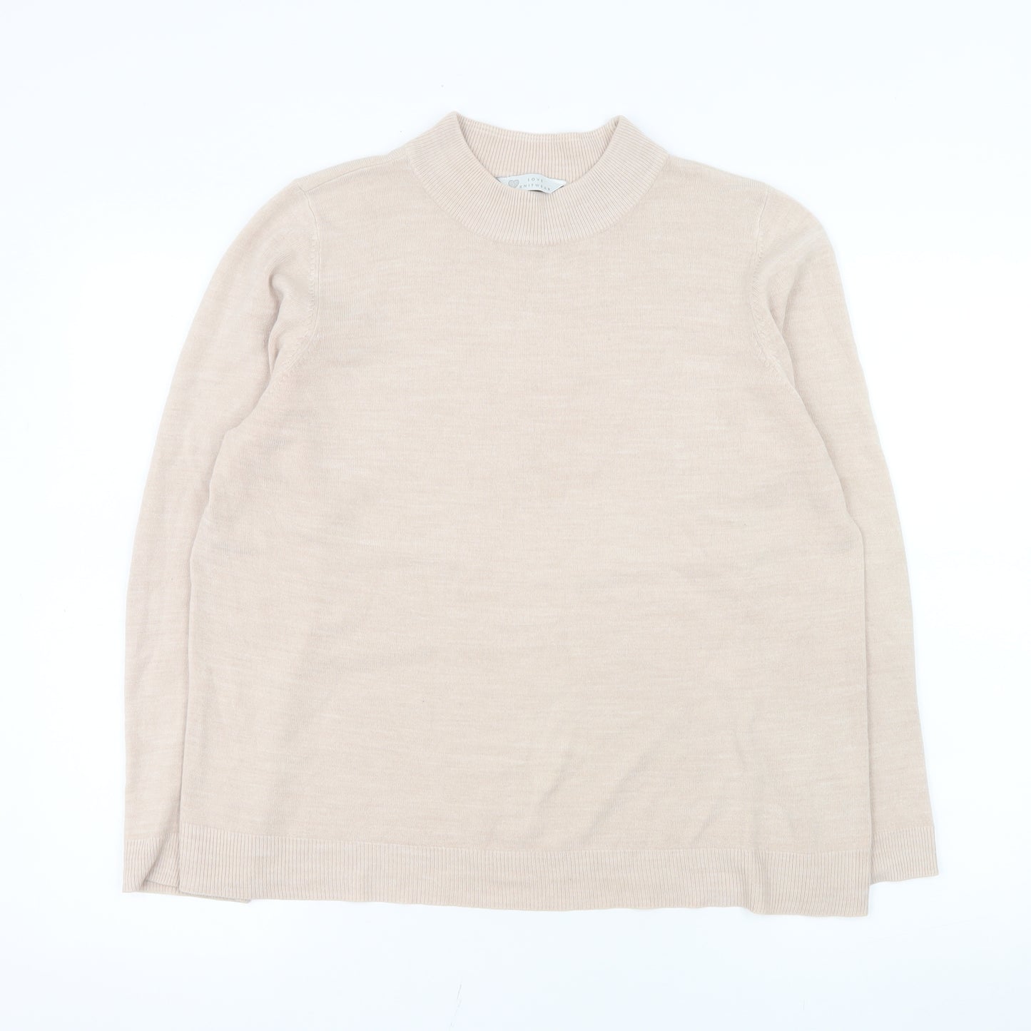 BHS Women Beige Long Sleeve Crew Neck Pullover Sweatshirt Size 18