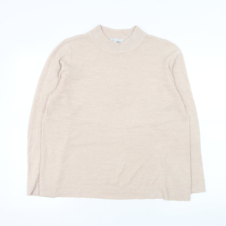 BHS Women Beige Long Sleeve Crew Neck Pullover Sweatshirt Size 18
