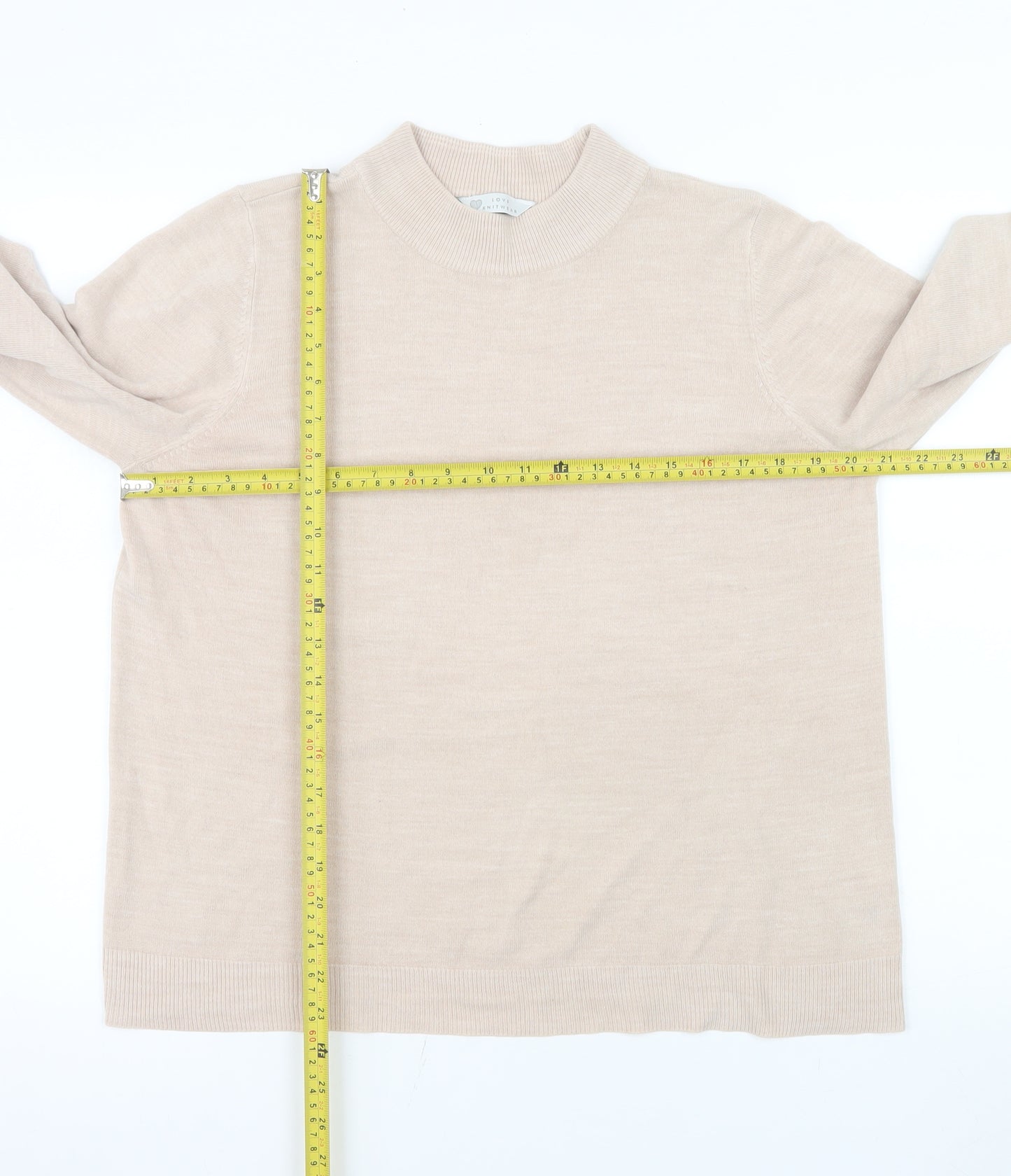 BHS Women Beige Long Sleeve Crew Neck Pullover Sweatshirt Size 18