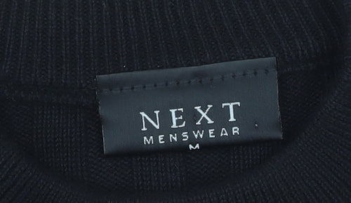 Next Mens Black Cotton Ribbed Crew Neck Jumper Size M