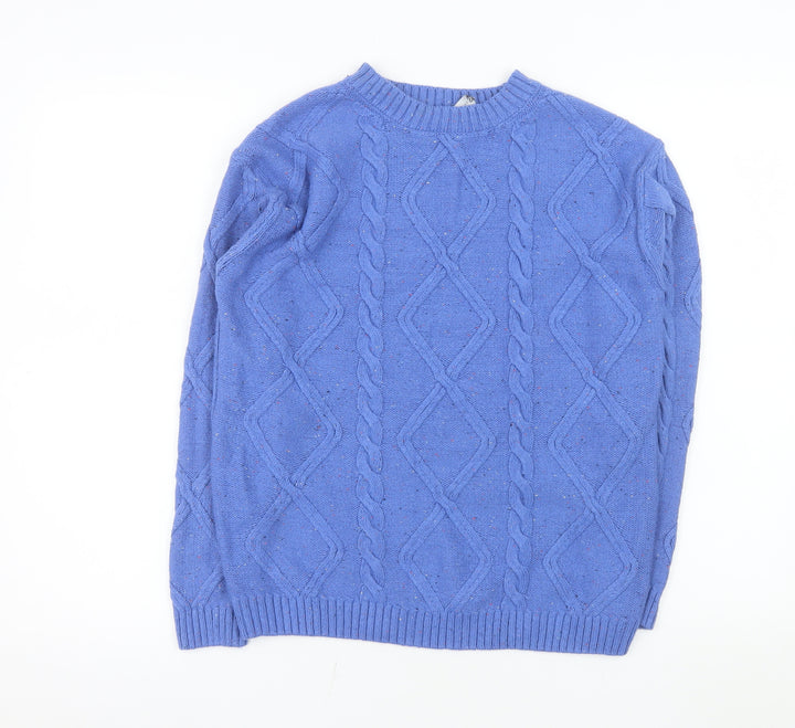 Marks and Spencer Men's Blue Cable-Knit Crew Neck Jumper S