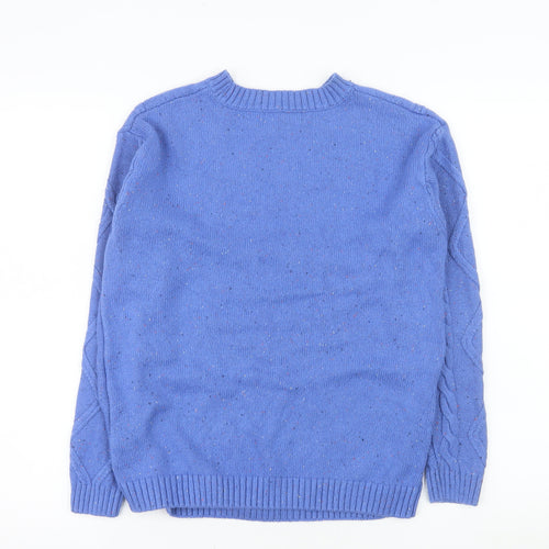 Marks and Spencer Men's Blue Cable-Knit Crew Neck Jumper S