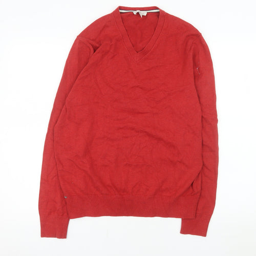 Gap Men's Red V-Neck Cotton Pullover Jumper Size M Casual Knitwear