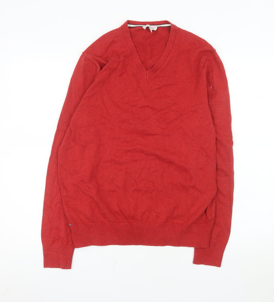 Gap Men's Red V-Neck Cotton Pullover Jumper Size M Casual Knitwear