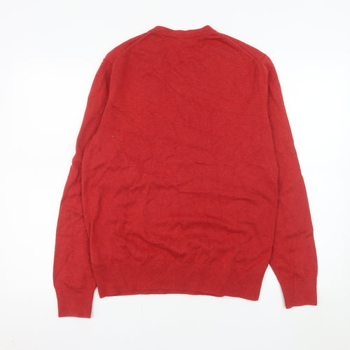 Gap Men's Red V-Neck Cotton Pullover Jumper Size M Casual Knitwear