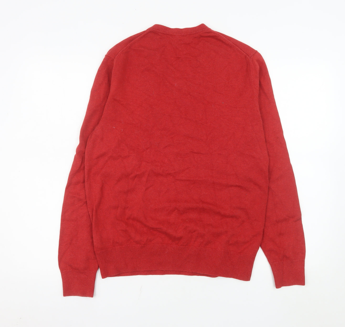 Gap Men's Red V-Neck Cotton Pullover Jumper Size M Casual Knitwear