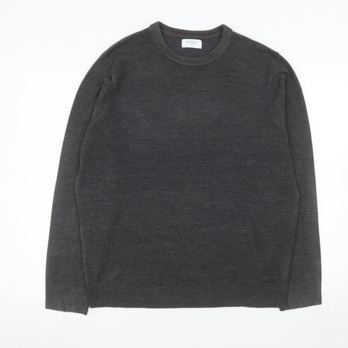 Easy Men’s Grey Acrylic Crew Neck Pullover Jumper L