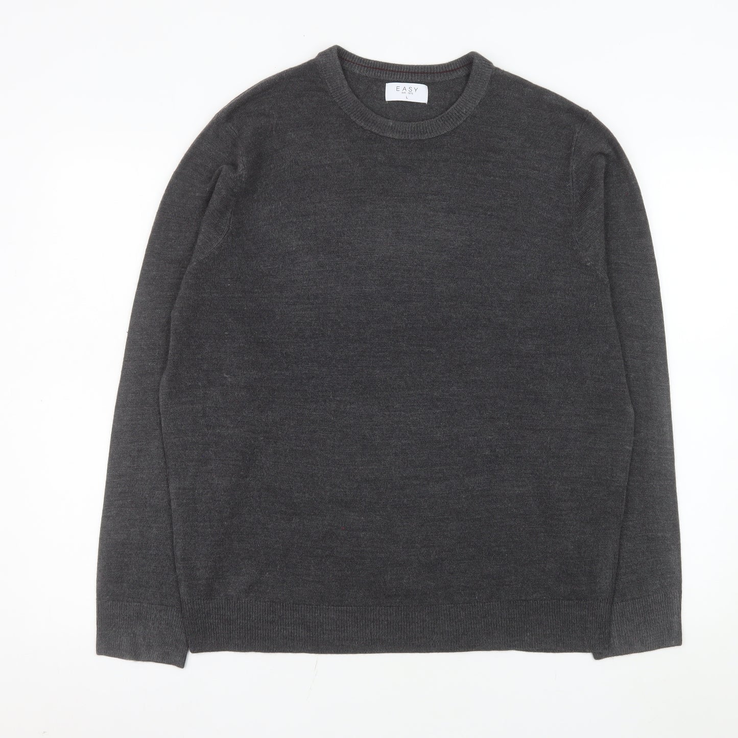 Easy Men’s Grey Acrylic Crew Neck Pullover Jumper L