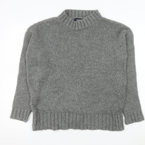 French Connection Women Grey Mock Neck Chunky Knit Jumper Size S