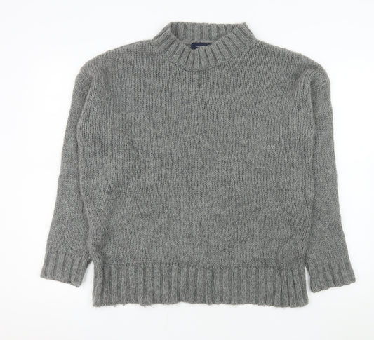 French Connection Women Grey Mock Neck Chunky Knit Jumper Size S