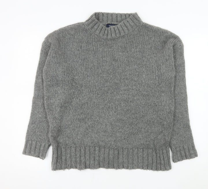 French Connection Women Grey Mock Neck Chunky Knit Jumper Size S