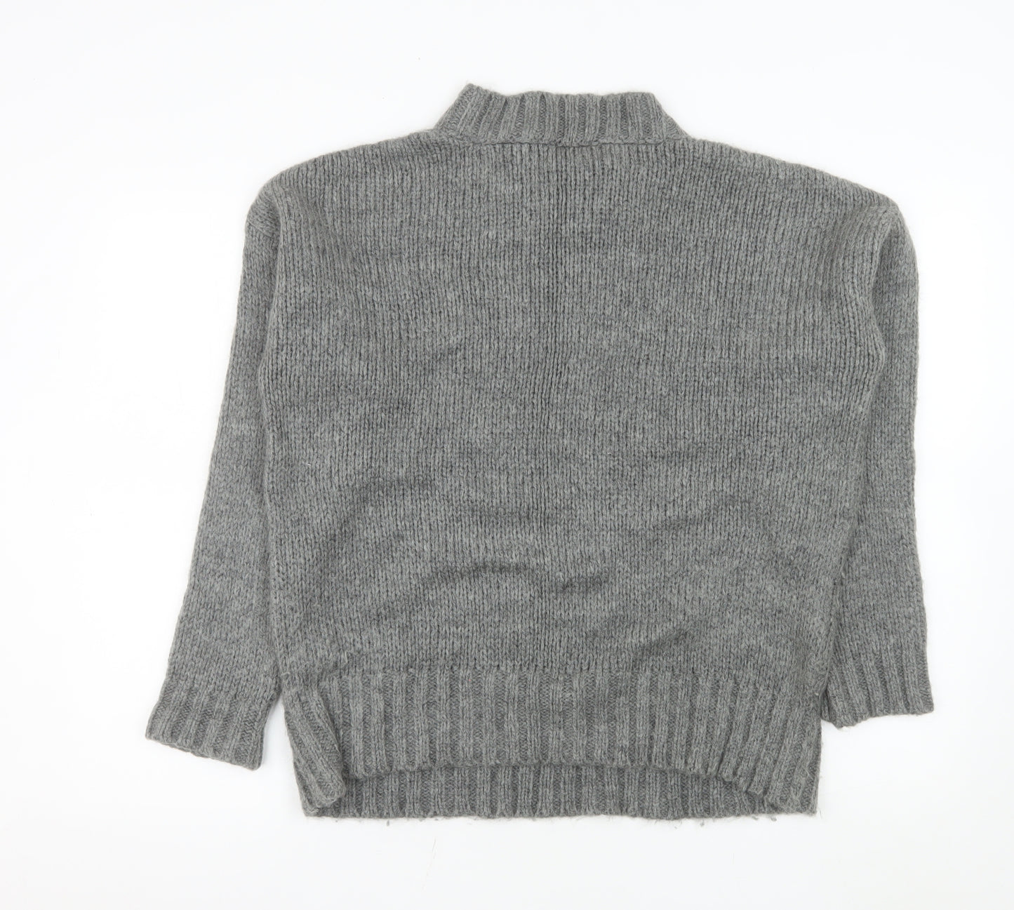 French Connection Women Grey Mock Neck Chunky Knit Jumper Size S