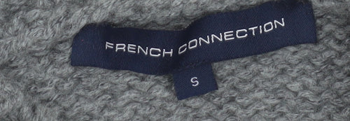 French Connection Women Grey Mock Neck Chunky Knit Jumper Size S