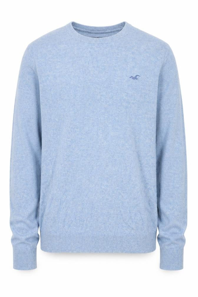 Hollister Men Blue Cotton Blend Crew Neck Pullover Jumper Size L