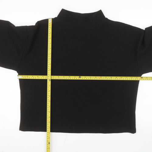 F&F Womens Black Mock Neck 3/4 Sleeve Basic Top Size M
