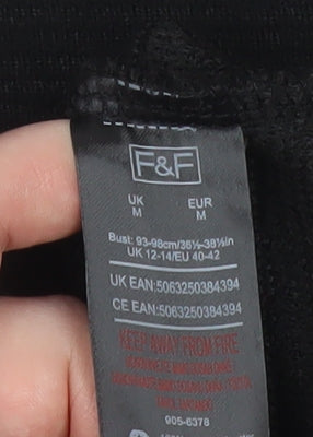 F&F Womens Black Mock Neck 3/4 Sleeve Basic Top Size M