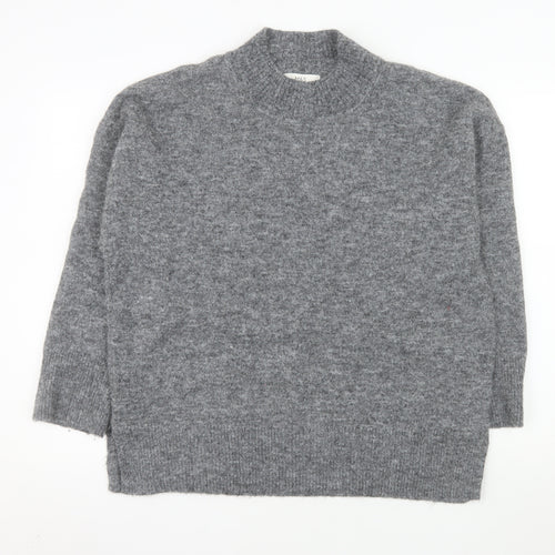 Marks and Spencer Women's Grey Wool Blend Mock Neck Jumper L