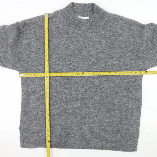 Marks and Spencer Women's Grey Wool Blend Mock Neck Jumper L
