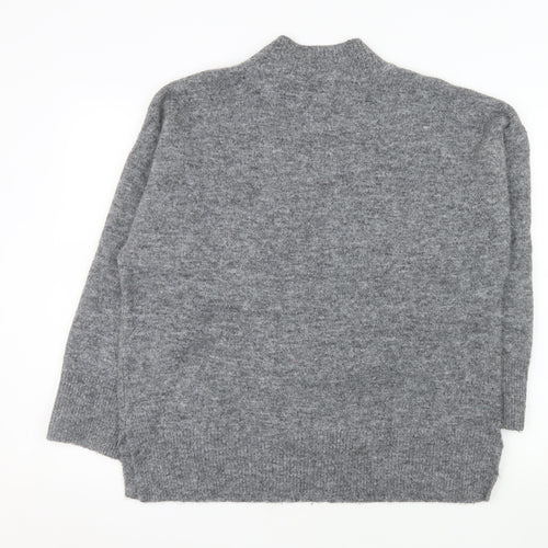 Marks and Spencer Women's Grey Wool Blend Mock Neck Jumper L