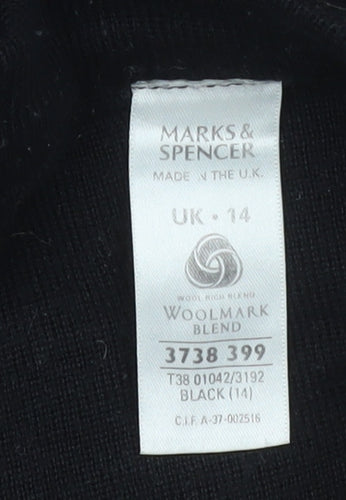 Marks and Spencer Womens Black Wool Blend Trousers Size 14