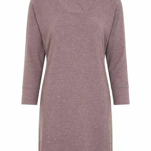 Cuddl Duds Women Brown S Shift Knee Length Long Sleeve Cowl Neck Dress