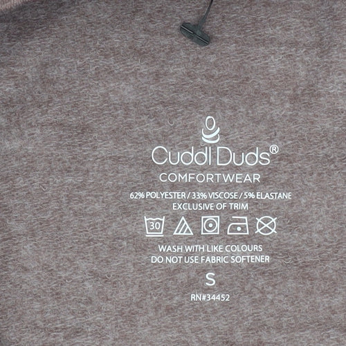 Cuddl Duds Women Brown S Shift Knee Length Long Sleeve Cowl Neck Dress