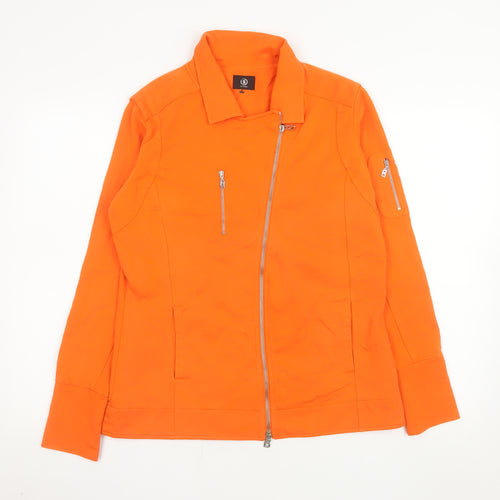 Bogner Women’s Orange Cotton Blend Biker Jacket Size 14