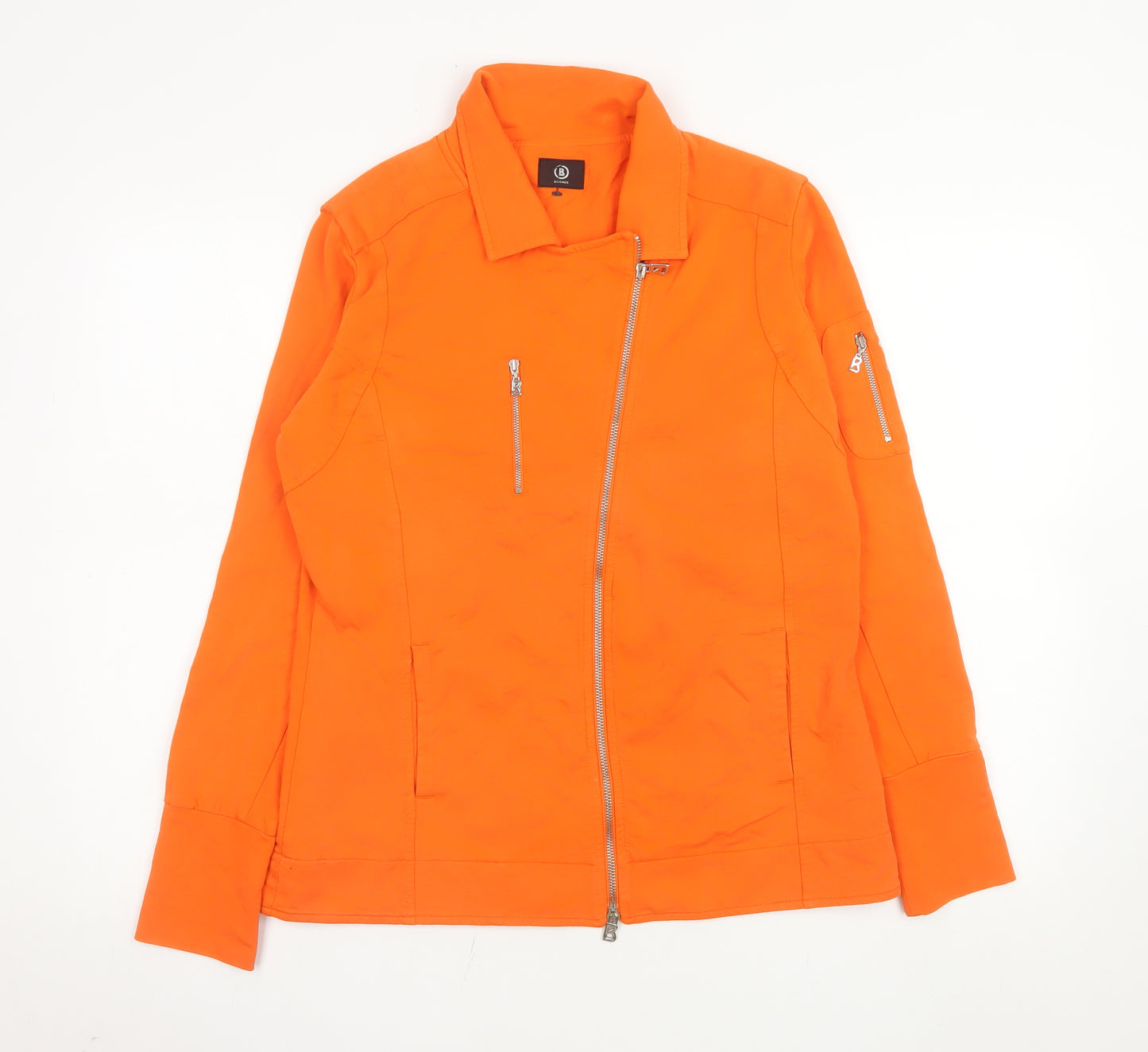 Bogner Women’s Orange Cotton Blend Biker Jacket Size 14