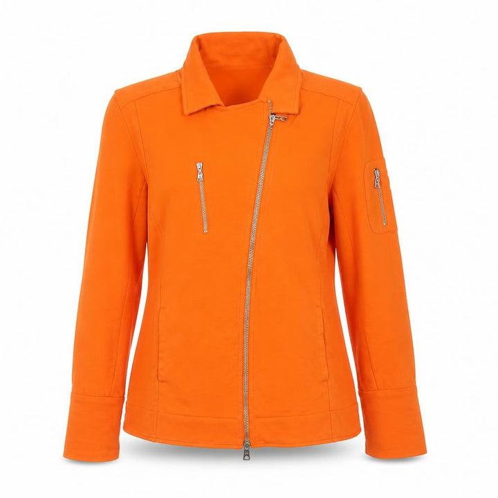 Bogner Women’s Orange Cotton Blend Biker Jacket Size 14