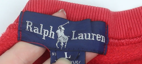Ralph Lauren Men’s Red Cotton Crew Neck Pullover Sweatshirt Size L