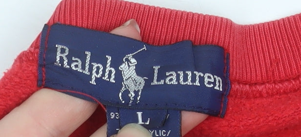 Ralph Lauren Men’s Red Cotton Crew Neck Pullover Sweatshirt Size L