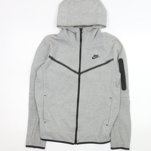Nike Men's Grey Hooded Full Zip Sports Jacket Size S