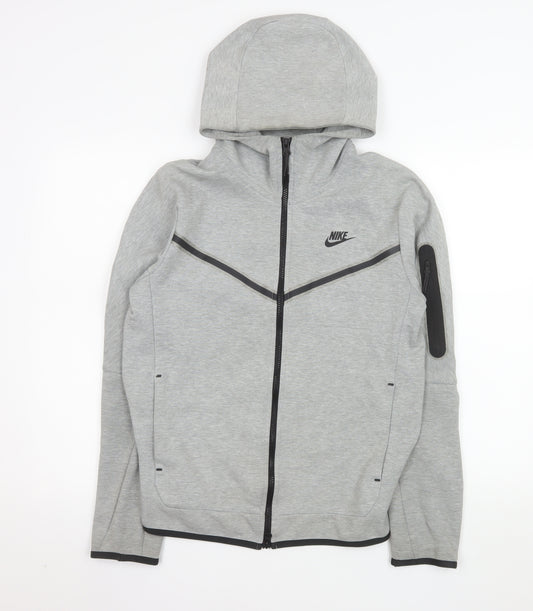 Nike Men's Grey Hooded Full Zip Sports Jacket Size S