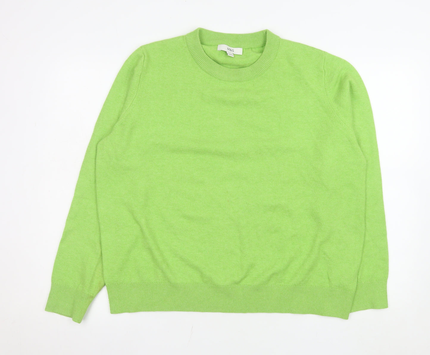 Marks and Spencer Women Apple Green Large Crew Neck Jumper
