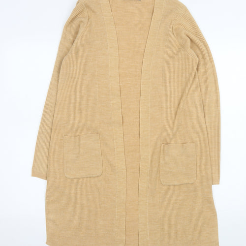 Marks and Spencer Women's Beige Longline Open Knit Cardigan M