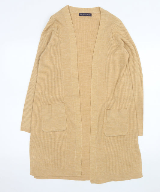 Marks and Spencer Women's Beige Longline Open Knit Cardigan M