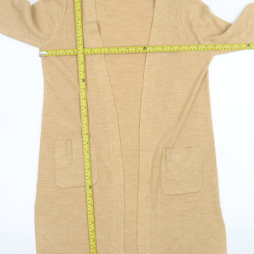 Marks and Spencer Women's Beige Longline Open Knit Cardigan M
