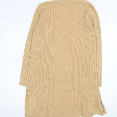 Marks and Spencer Women's Beige Longline Open Knit Cardigan M