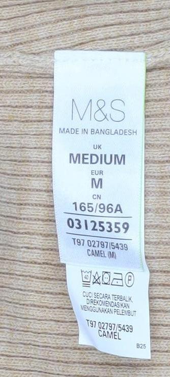 Marks and Spencer Women's Beige Longline Open Knit Cardigan M