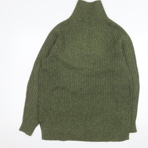 Marks and Spencer Men's Green Knit Half Zip High Neck Sweatshirt Size M