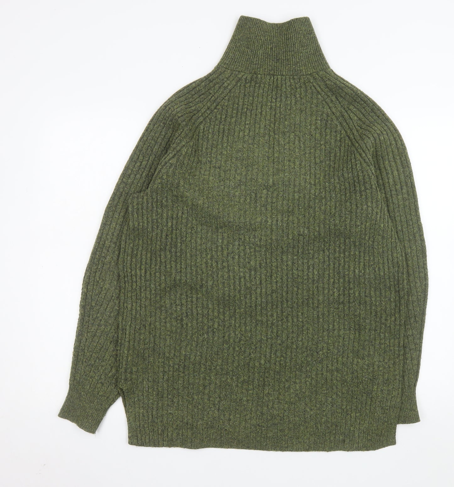 Marks and Spencer Men's Green Knit Half Zip High Neck Sweatshirt Size M